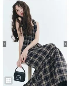 GRL チェック柄リボンシャーリングワンピース【tg735】