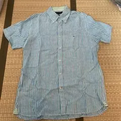 TOMMY HILFIGER 半袖シャツ L 水色ストライプ