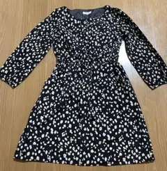 NATURAL BEAUTY BASIC 黒ドットロングワンピース M