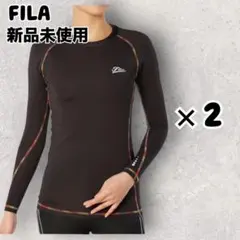 FILA フィラ 長袖インナーシャツ M 2枚セット ブラック マルチストライプ