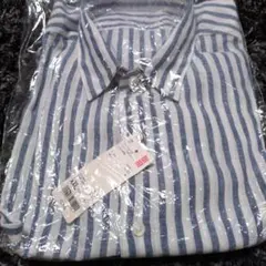 UNIQLO プレミアムリネン ストライプシャツ XXL 67 Blue