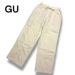 ジーユー レディース ワイドパンツ アイボリー M イージー リネン風　春 夏