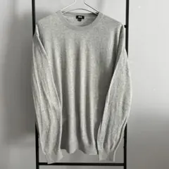 ユニクロ UNIQLO 丸首セーター ライトグレー XL ウールブレンド