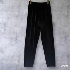 スラックスパンツ ウエストゴム ストレッチ　とろみカジュアル　秋冬　黒　M