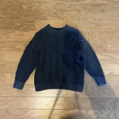 BREEZE ヴィンテージ風 ケーブルニットセーター 110 グレーブラック