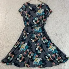ローラアシュレイ LAURA ASHLEY ワンピース 花柄 紐ベルト レーヨン