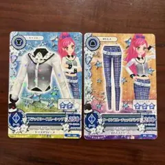 アイカツカード ブラックシースルーシャツ/タータンブルーチェックパンツ セット