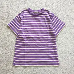 Y2K ストリート チビT Tシャツ S 紫 ボーダー 刺繍 平成レトロのサムネイル