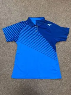 Mizuno ストライプポロシャツ 青　水色　L レディース