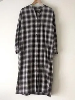 earth バンドカラー ロングシャツワンピース Fサイズ