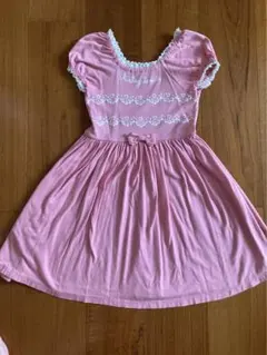 シャーリーテンプル ピンク ロゴパフスリーブワンピース 130