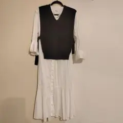 美品アーバンリサーチ　シャツワンピ ニットベストセット