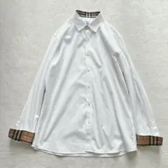 【美品】バーバリー　TBロゴ　ボタンダウンシャツ　ノバチェック　ホワイト
