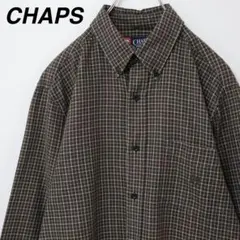 【渋カラー】チャップス BDシャツ チェックシャツ 刺繍ロゴ Mサイズ ブラウン