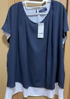 【タグ付き未使用品】ベルーナ ジョーゼット重ねタックデザインブラウス 4L