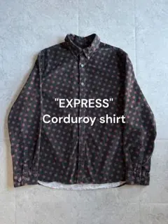 EXPRESS コーデュロイシャツ 総柄 細畝 美品 XL ブラック