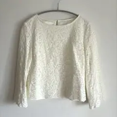 【すぐ発送】アイボリー レースブラウス 長袖　入学卒業