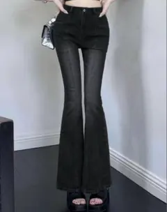 SHEIN ブラック ブーツカットデニム フレアデニム