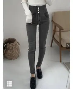 ハイウエストストレッチスキニーパンツ　ブラック