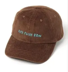 ブラウン コーデュロイキャップ KICK PUSH BOW