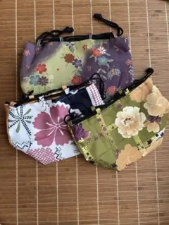 花柄布製ポーチ3点セット