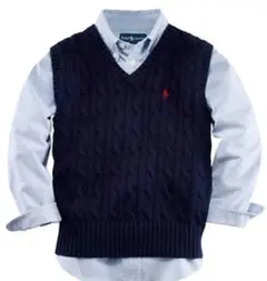 Polo Ralph Lauren ケーブルニットベスト 18M ネイビー