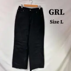 GRL グレイル ブラック セミワイドパンツ ストレート 裾カットオフ6ad42