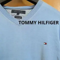 TOMMY HILFIGER ライトブルー コットン綿ニット M