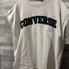 CONVERSE ロゴスウェット ベスト グレー フレンチスリーブ レディースのサムネイル