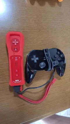 Wiiリモコン 赤 + ゲームコントローラー 黒