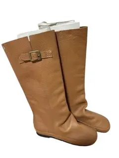 本革●ロングブーツ●Mサイズ●EEE●日本製●キャメル