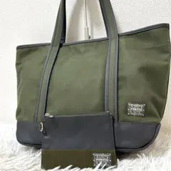 【美品✨ポーチ付/ボーイフレンド M】ポーターガール　トートバッグ　カーキ　A4のサムネイル