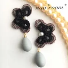 no68  タティングレース*バイカラー*ハーフフラワー