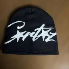 ブラックニット帽 星モチーフ