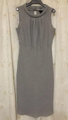 ロールネック 千鳥格子 ノースリーブ ワンピース 9号