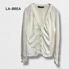 LA-BREA カーディガン ギャザー 羽織り Vネック 日本製 シャーリングのサムネイル