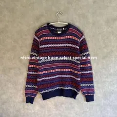 昭和レトロニット　ヴィンテージセーター　古着コーデ　アメカジ　ストリート　古着のサムネイル