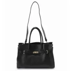 【美品】MILOS 金具付きショルダー　トートバッグ　2way 黒　レザー