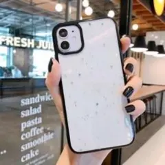 iPhone13Pro ケース 黒 透明 キラキラ ラメ かわいい パステル