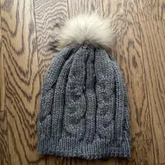 Ray BEAMS ケーブル編み ニット帽 グレー