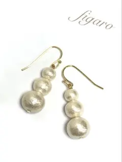 コットンパール トリプルピアス＊イヤリング(G)