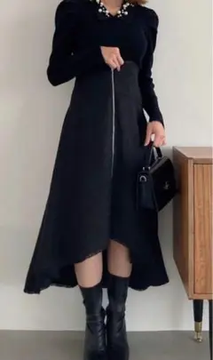 dazzlin ZIPフリンジコルセットフレアスカート