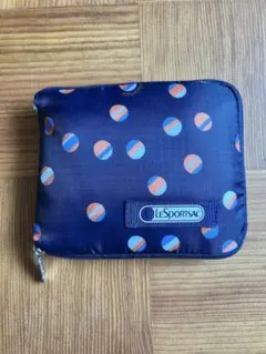 LeSportsac レスポートサック　折りたたみエコバッグ　ネイビー　ドット柄