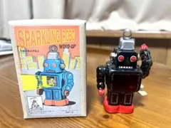 希少 箱付 日本製 スパークリングロボ ゼンマイ ブリキ 昭和レトロ 葛飾工場 希少 箱付 日本製 スパークリングロボ ゼンマイ ブリキ 昭和レトロ