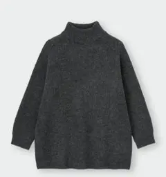 GU パフィータッチオーバーサイズハイネックセーター グレー