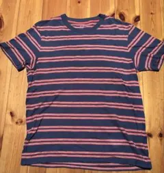 ネイビーと赤のストライプTシャツ UNIQLO L