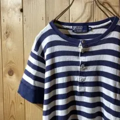 ss3989 ポロバイラルフローレン 半袖Tシャツ ボーダー 紺 白 XS