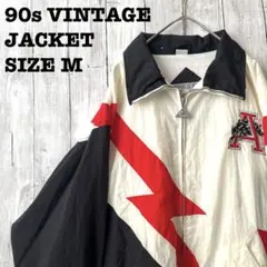 90s ヴィンテージ アーカンソー ナイロンジャケット M 白 黒 赤 カレッジ
