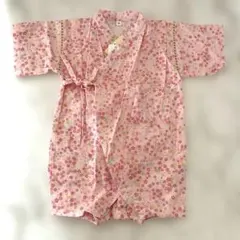 新品未使用　ベビー甚平　80cm 小花柄ピンク