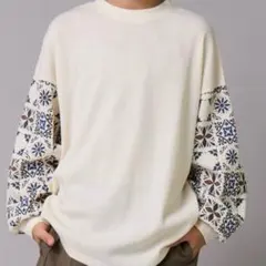完売品 新品 ペアマノンストリート 長袖カットソー 袖柄切り替え ワッフル